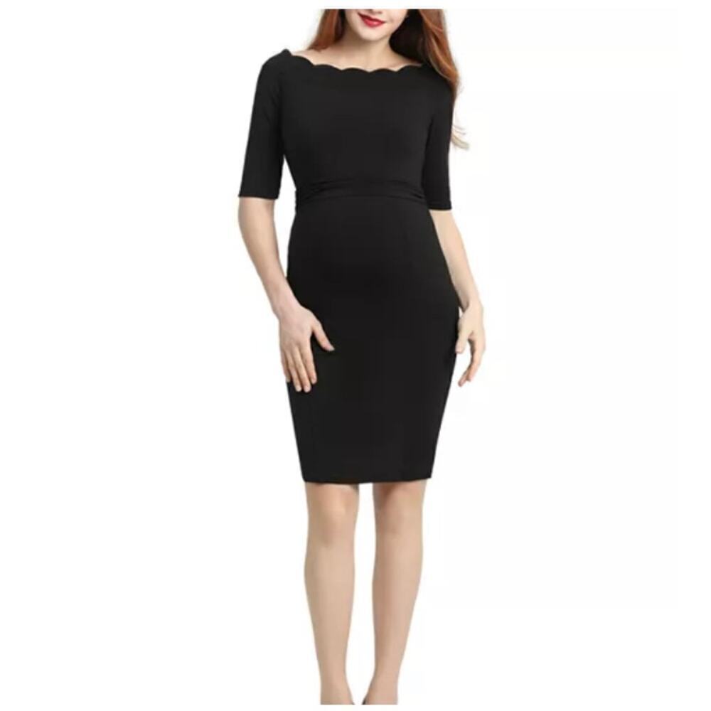 Kimi & Kai Kendall Scalloped-Neck Maternity Dress size Large